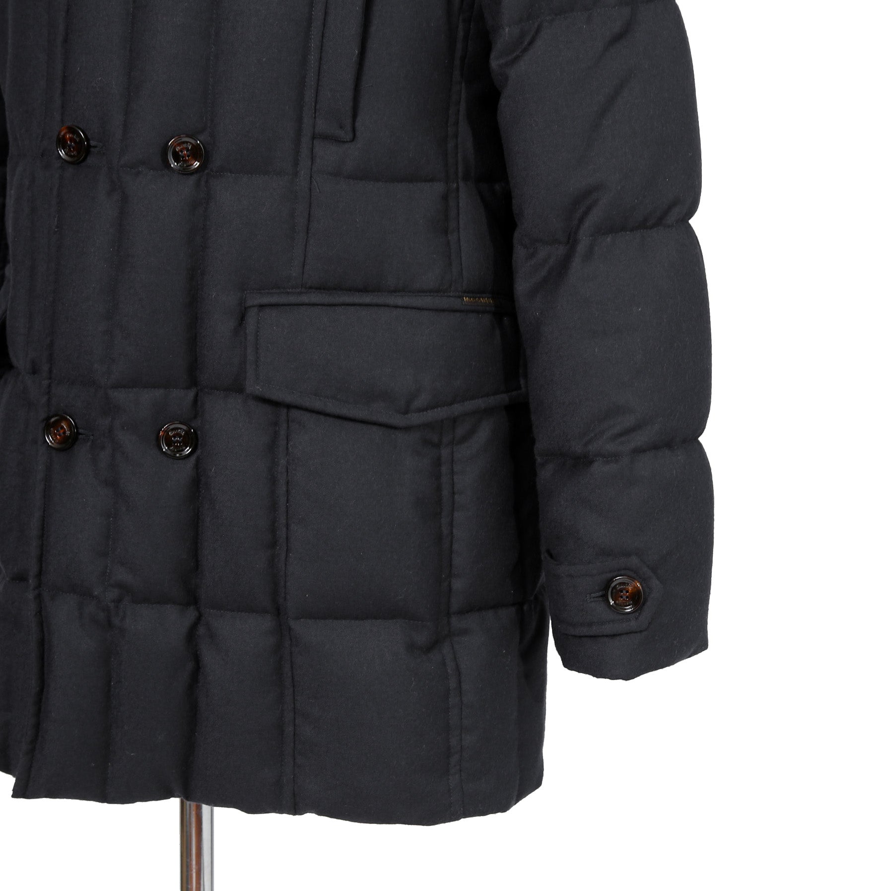 極上品 MooRER ムーレー / 現行モデル MORRIS-L シープファー付 ウール ダウンジャケット / size 46 (NAVY)