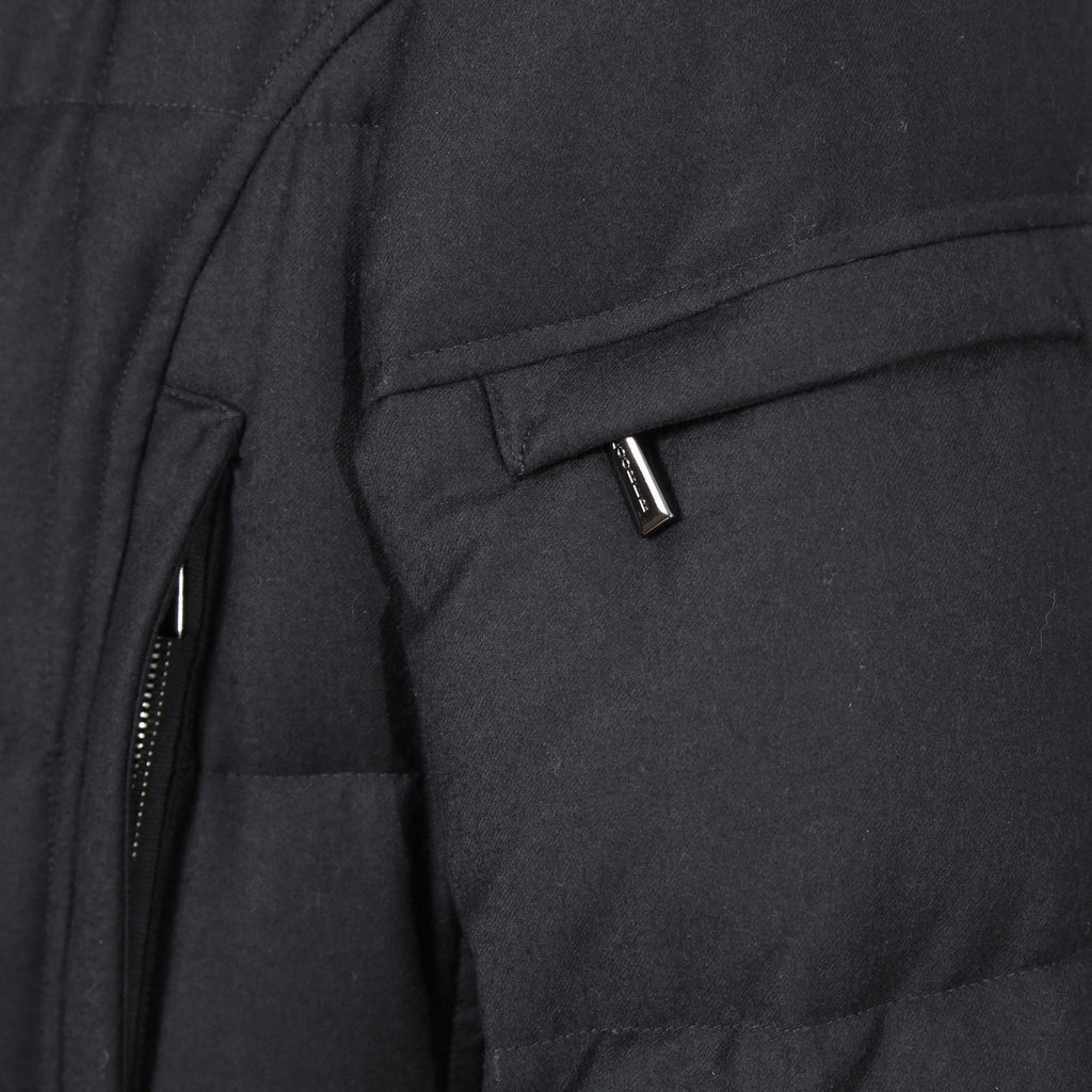 極上品 MooRER ムーレー / 現行モデル MORRIS-L シープファー付 ウール ダウンジャケット / size 46 (NAVY)