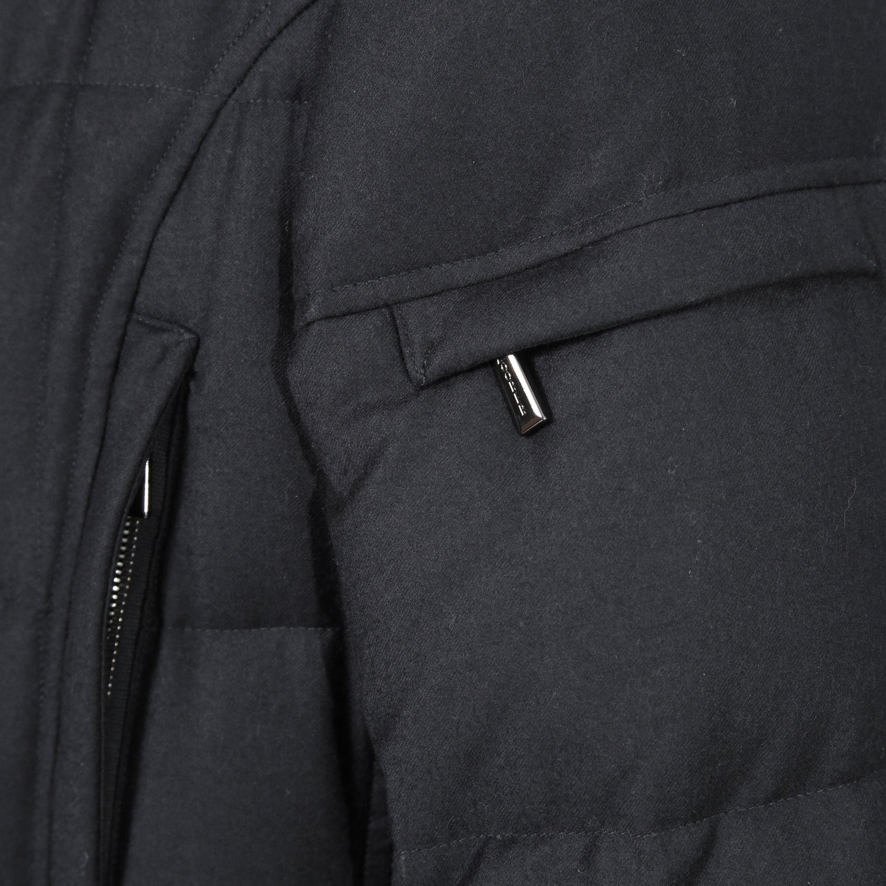 極上品 MooRER ムーレー / 現行モデル MORRIS-L シープファー付 ウール ダウンジャケット / size 46 (NAVY)