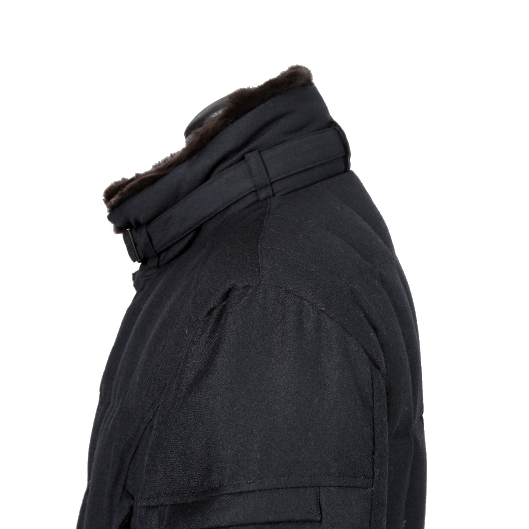 極上品 MooRER ムーレー / 現行モデル MORRIS-L シープファー付 ウール ダウンジャケット / size 46 (NAVY)