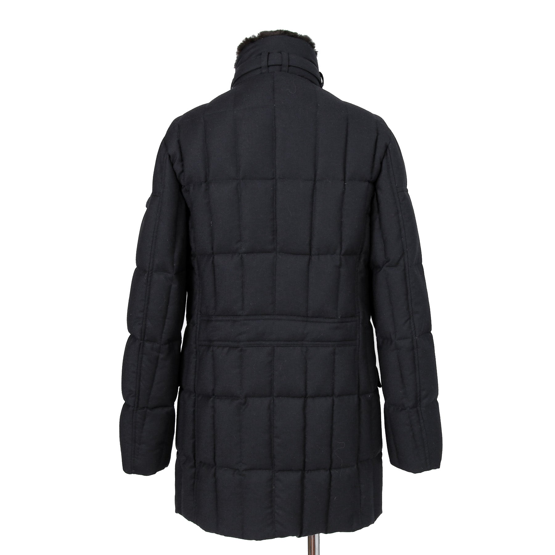 極上品 MooRER ムーレー / 現行モデル MORRIS-L シープファー付 ウール ダウンジャケット / size 46 (NAVY)