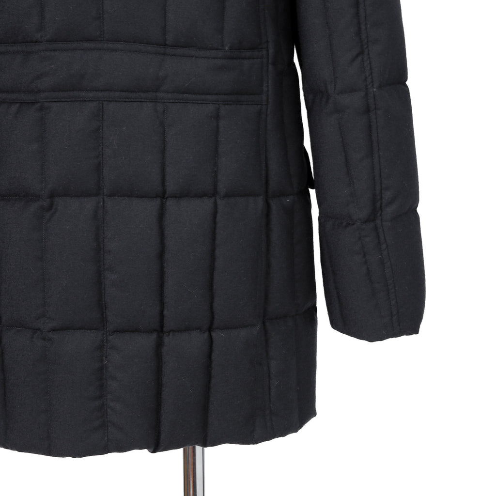 極上品 MooRER ムーレー / 現行モデル MORRIS-L シープファー付 ウール ダウンジャケット / size 46 (NAVY)