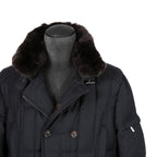 極上品 MooRER ムーレー / 現行モデル MORRIS-L シープファー付 ウール ダウンジャケット / size 46 (NAVY)