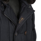 極上品 MooRER ムーレー / 現行モデル MORRIS-L シープファー付 ウール ダウンジャケット / size 46 (NAVY)