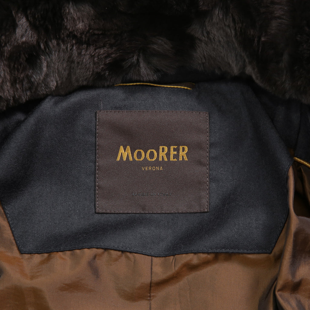 極上品 MooRER ムーレー / 現行モデル MORRIS-L シープファー付 ウール ダウンジャケット / size 46 (NAVY)