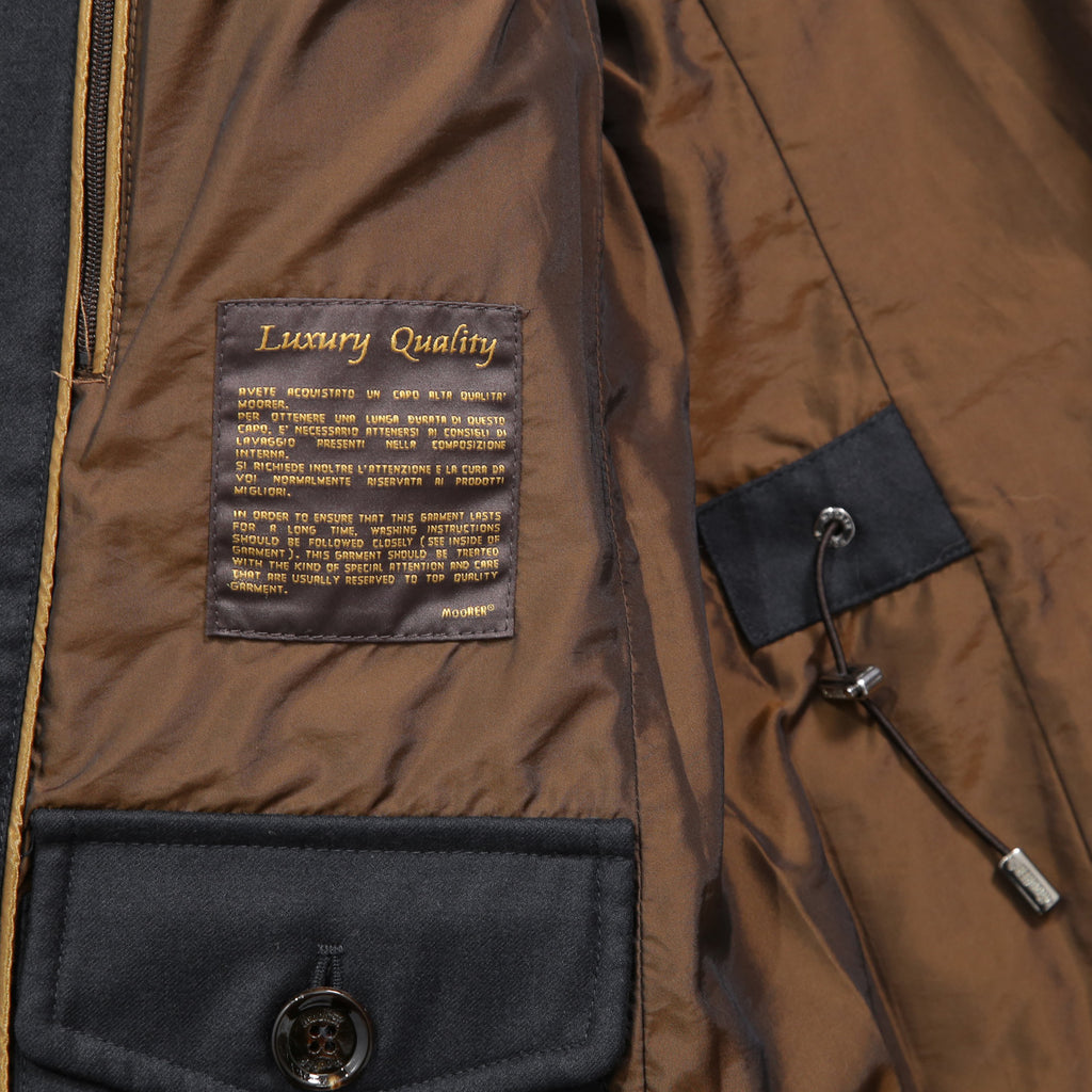 極上品 MooRER ムーレー / 現行モデル MORRIS-L シープファー付 ウール ダウンジャケット / size 46 (NAVY)