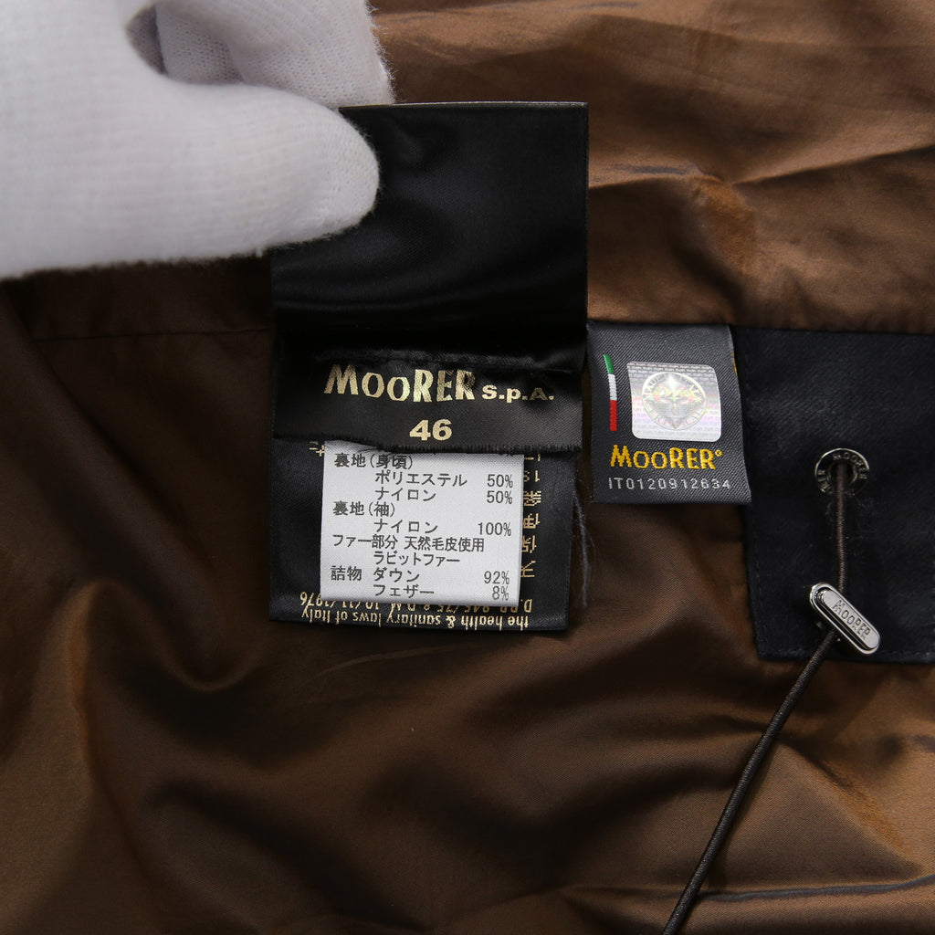 極上品 MooRER ムーレー / 現行モデル MORRIS-L シープファー付 ウール ダウンジャケット / size 46 (NAVY)