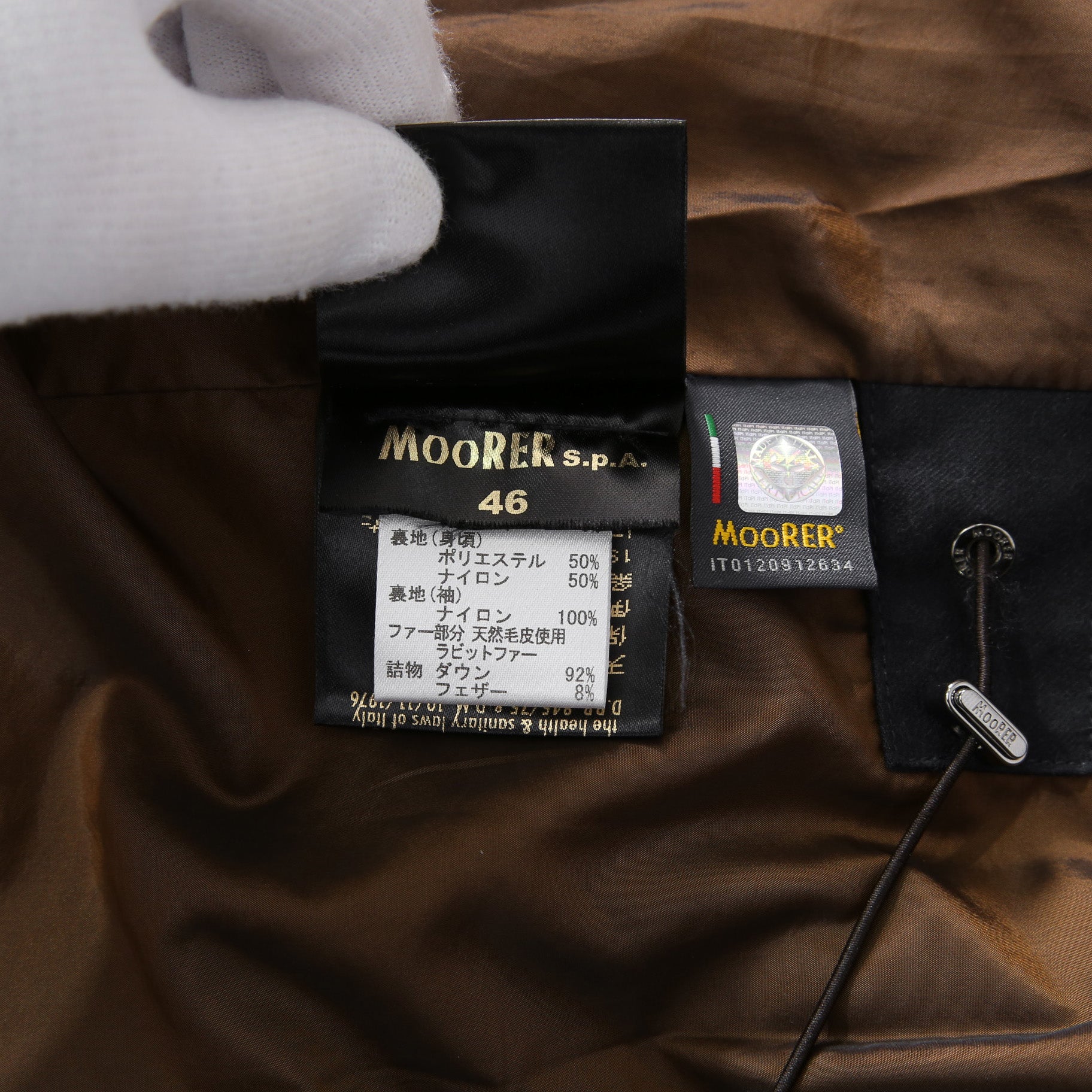 極上品 MooRER ムーレー / 現行モデル MORRIS-L シープファー付 ウール ダウンジャケット / size 46 (NAVY)