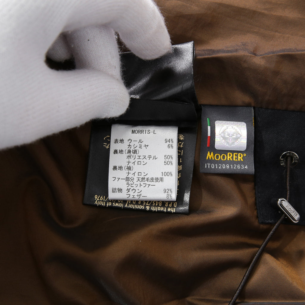 極上品 MooRER ムーレー / 現行モデル MORRIS-L シープファー付 ウール ダウンジャケット / size 46 (NAVY)