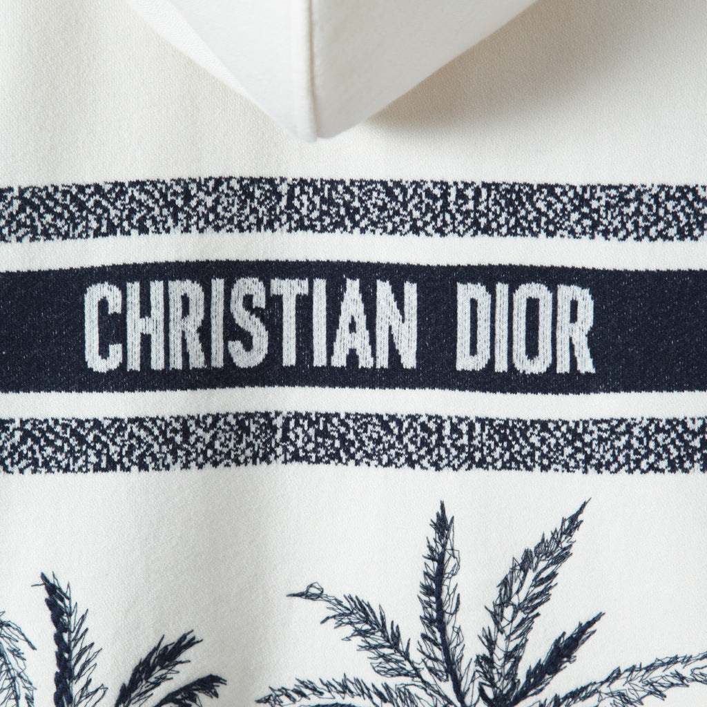 良品 Christian Dior / 21SS Dior Chez Moi バックロゴ 半袖 パーカー / size S (WHITE×BLUE) シェモワ トワルドジュイ
