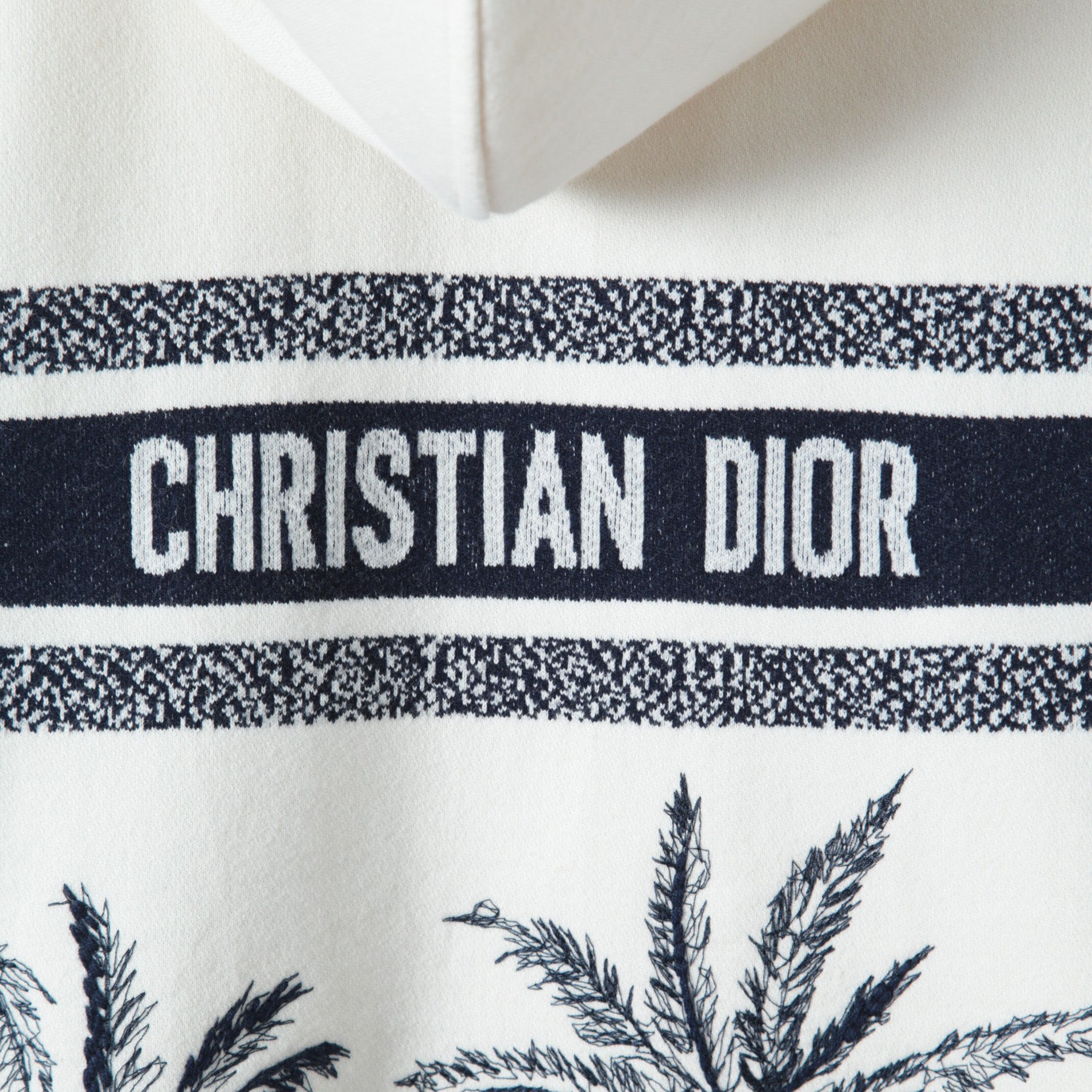 良品 Christian Dior / 21SS Dior Chez Moi バックロゴ 半袖 パーカー / size S (WHITE×BLUE) シェモワ トワルドジュイ
