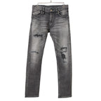 STRUM ストラム / 23SS 美品 "直営店限定" 11oz オーガニックコットン ストレッチデニム タイトストレート TIGHT JOE ユーズドクラッシュ & リペア加工 / size 30 (BLACK)