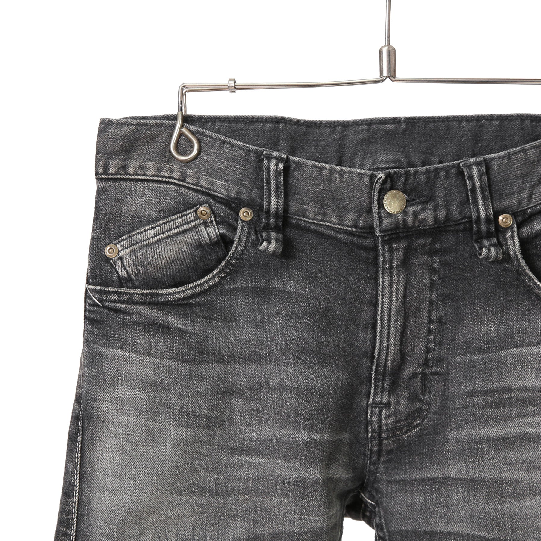 STRUM ストラム / 23SS 美品 "直営店限定" 11oz オーガニックコットン ストレッチデニム タイトストレート TIGHT JOE ユーズドクラッシュ & リペア加工 / size 30 (BLACK)