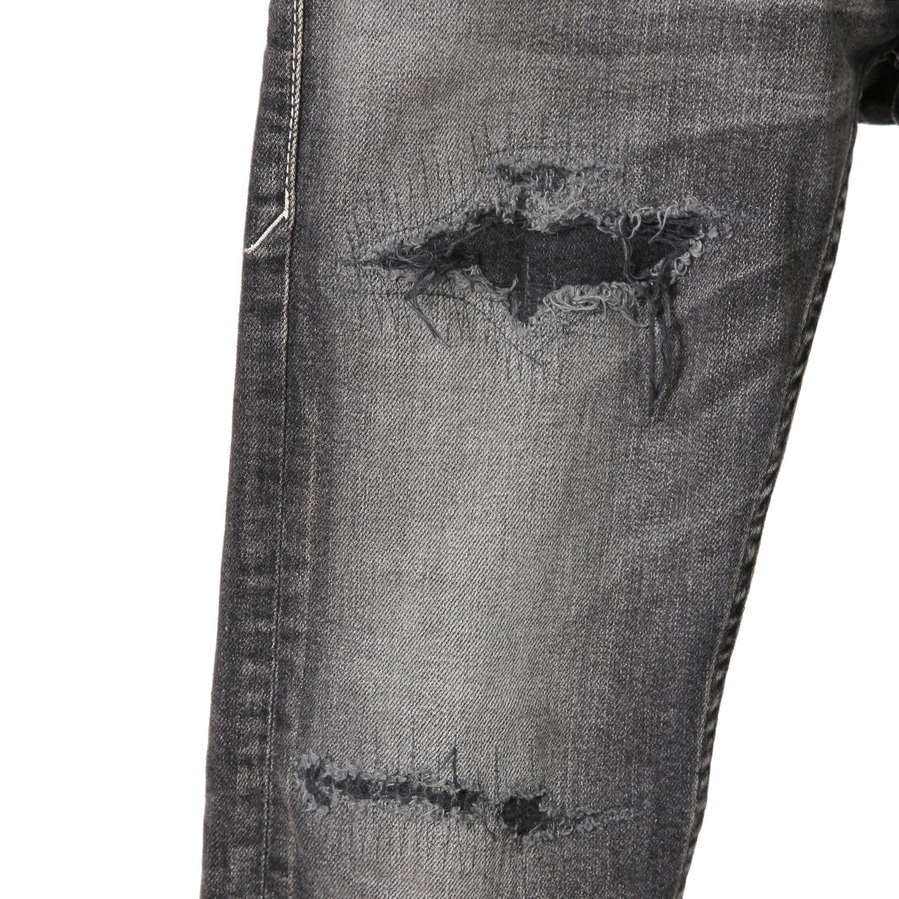 STRUM ストラム / 23SS 美品 "直営店限定" 11oz オーガニックコットン ストレッチデニム タイトストレート TIGHT JOE ユーズドクラッシュ & リペア加工 / size 30 (BLACK)