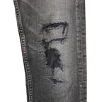 STRUM ストラム / 23SS 美品 "直営店限定" 11oz オーガニックコットン ストレッチデニム タイトストレート TIGHT JOE ユーズドクラッシュ & リペア加工 / size 30 (BLACK)