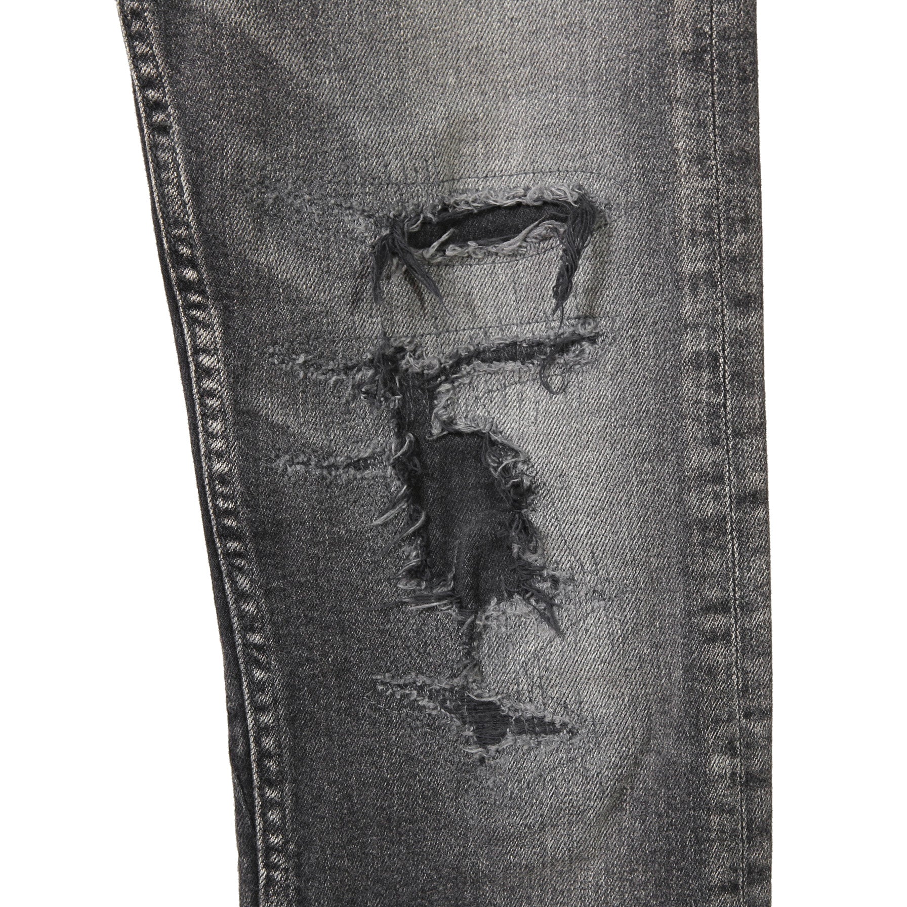 STRUM ストラム / 23SS 美品 "直営店限定" 11oz オーガニックコットン ストレッチデニム タイトストレート TIGHT JOE ユーズドクラッシュ & リペア加工 / size 30 (BLACK)