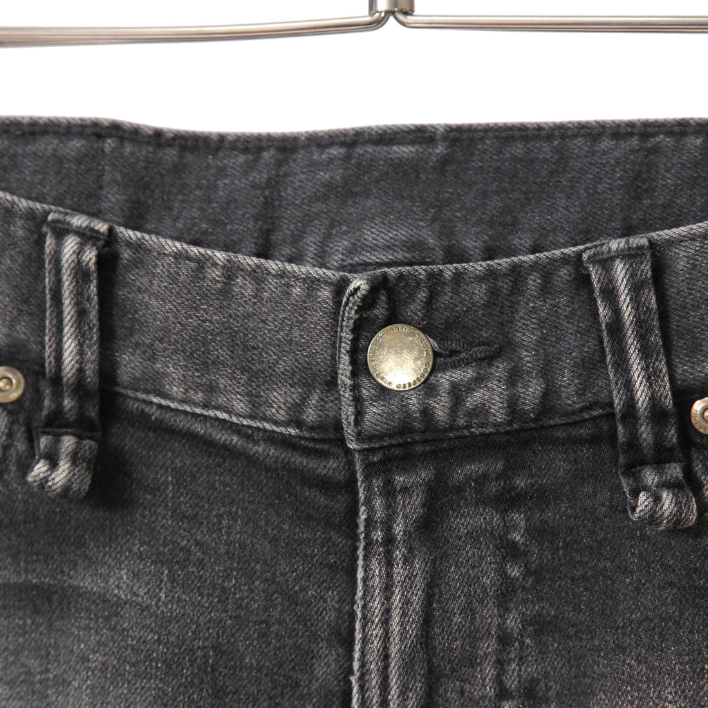 STRUM ストラム / 23SS 美品 "直営店限定" 11oz オーガニックコットン ストレッチデニム タイトストレート TIGHT JOE ユーズドクラッシュ & リペア加工 / size 30 (BLACK)