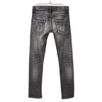 STRUM ストラム / 23SS 美品 "直営店限定" 11oz オーガニックコットン ストレッチデニム タイトストレート TIGHT JOE ユーズドクラッシュ & リペア加工 / size 30 (BLACK)