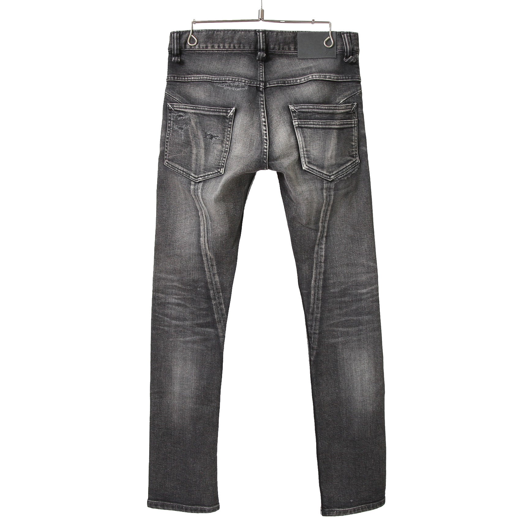 STRUM ストラム / 23SS 美品 "直営店限定" 11oz オーガニックコットン ストレッチデニム タイトストレート TIGHT JOE ユーズドクラッシュ & リペア加工 / size 30 (BLACK)