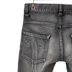 STRUM ストラム / 23SS 美品 "直営店限定" 11oz オーガニックコットン ストレッチデニム タイトストレート TIGHT JOE ユーズドクラッシュ & リペア加工 / size 30 (BLACK)