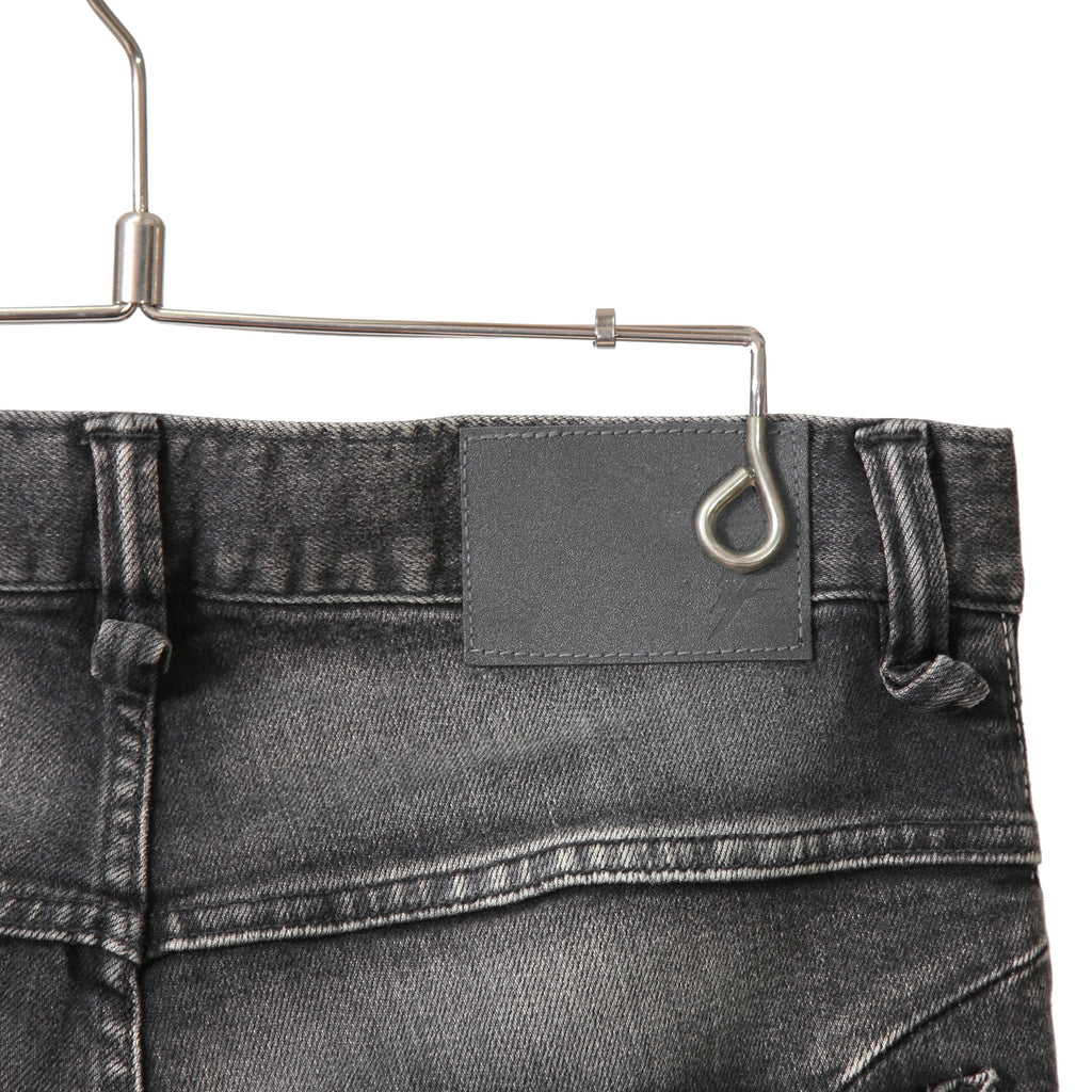 STRUM ストラム / 23SS 美品 "直営店限定" 11oz オーガニックコットン ストレッチデニム タイトストレート TIGHT JOE ユーズドクラッシュ & リペア加工 / size 30 (BLACK)