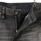 STRUM ストラム / 23SS 美品 "直営店限定" 11oz オーガニックコットン ストレッチデニム タイトストレート TIGHT JOE ユーズドクラッシュ & リペア加工 / size 30 (BLACK)