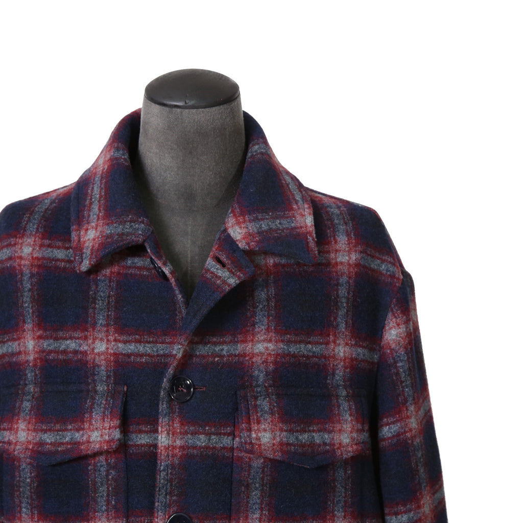 ETRO エトロ / 22AW チェック柄 ラシャ ウール混紡 コート / size 48 (マルチカラー)