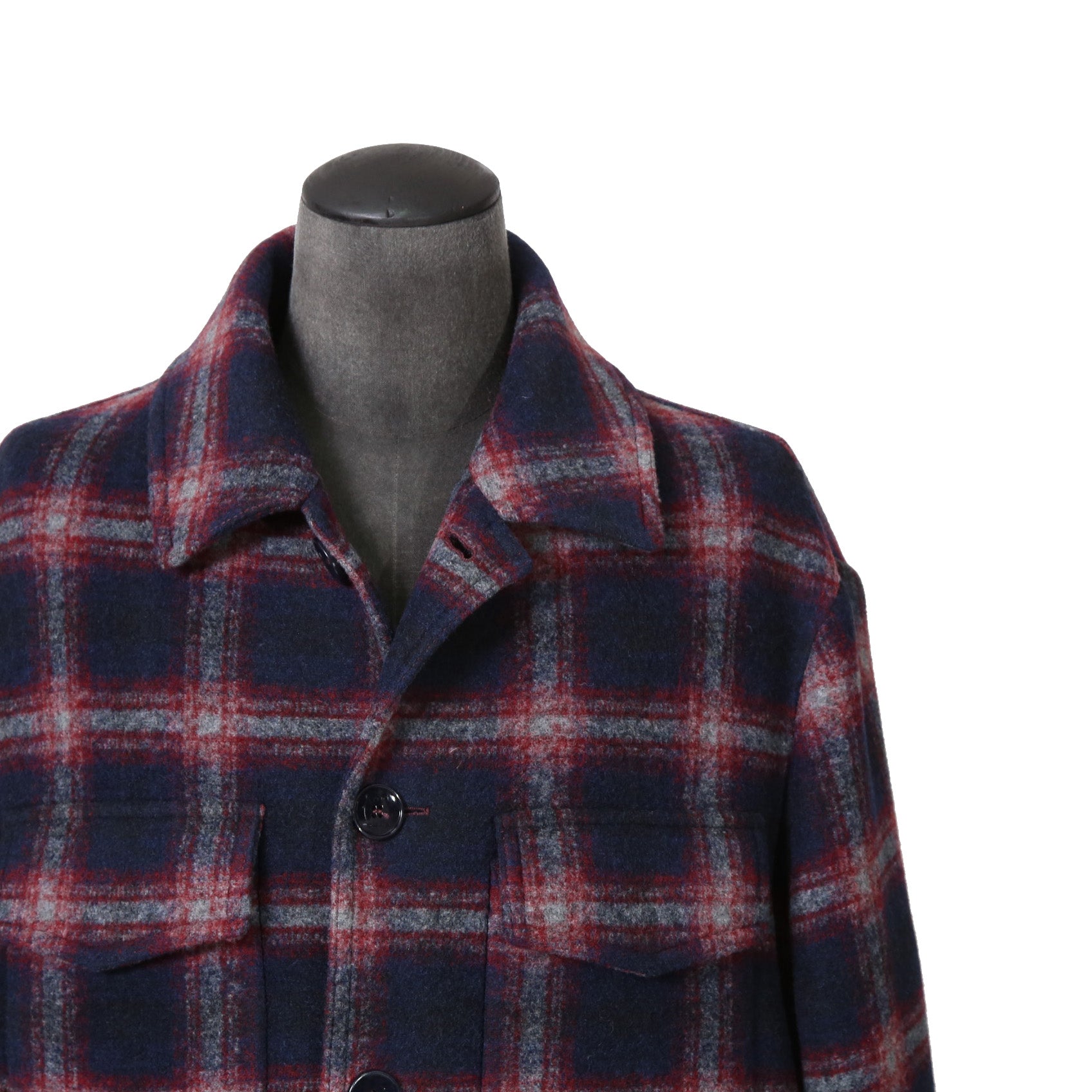 ETRO エトロ / 22AW チェック柄 ラシャ ウール混紡 コート / size 48 (マルチカラー)