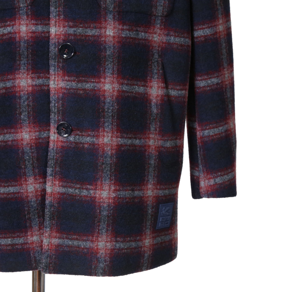 ETRO エトロ / 22AW チェック柄 ラシャ ウール混紡 コート / size 48 (マルチカラー)