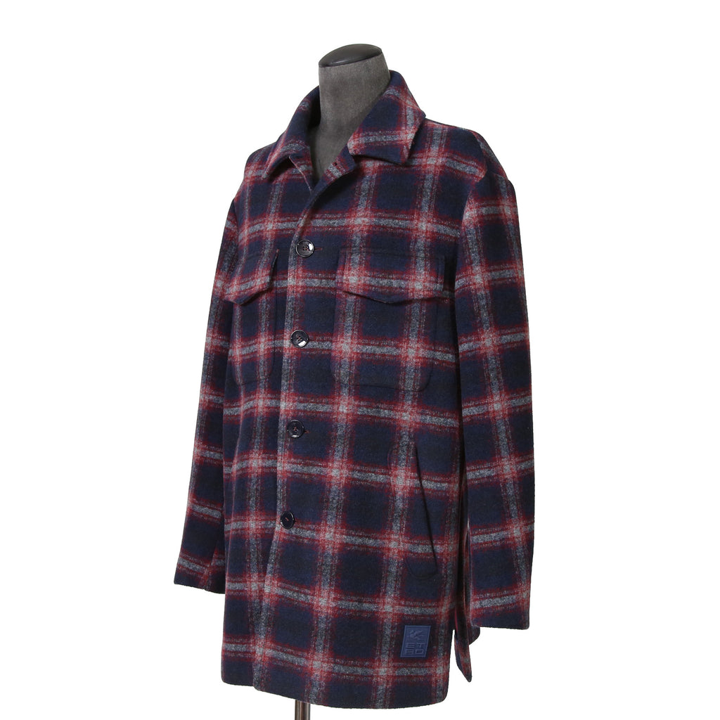ETRO エトロ / 22AW チェック柄 ラシャ ウール混紡 コート / size 48 (マルチカラー)