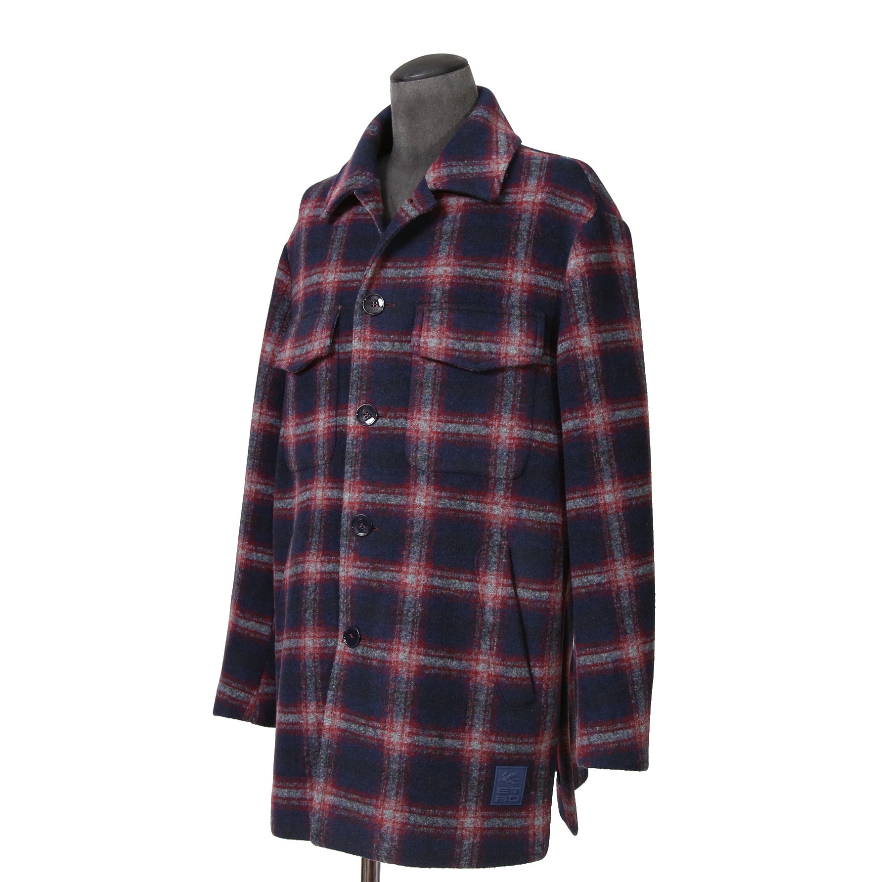 ETRO エトロ / 22AW チェック柄 ラシャ ウール混紡 コート / size 48 (マルチカラー)