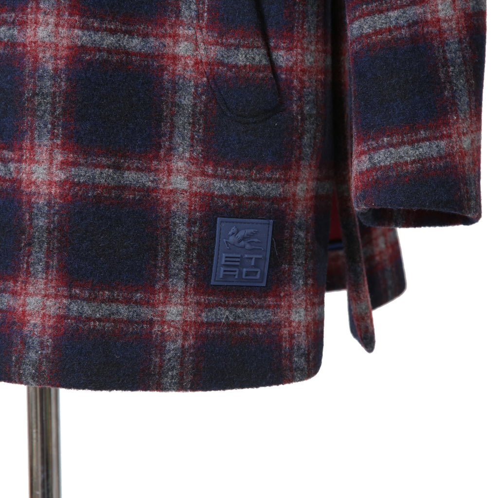 ETRO エトロ / 22AW チェック柄 ラシャ ウール混紡 コート / size 48 (マルチカラー)