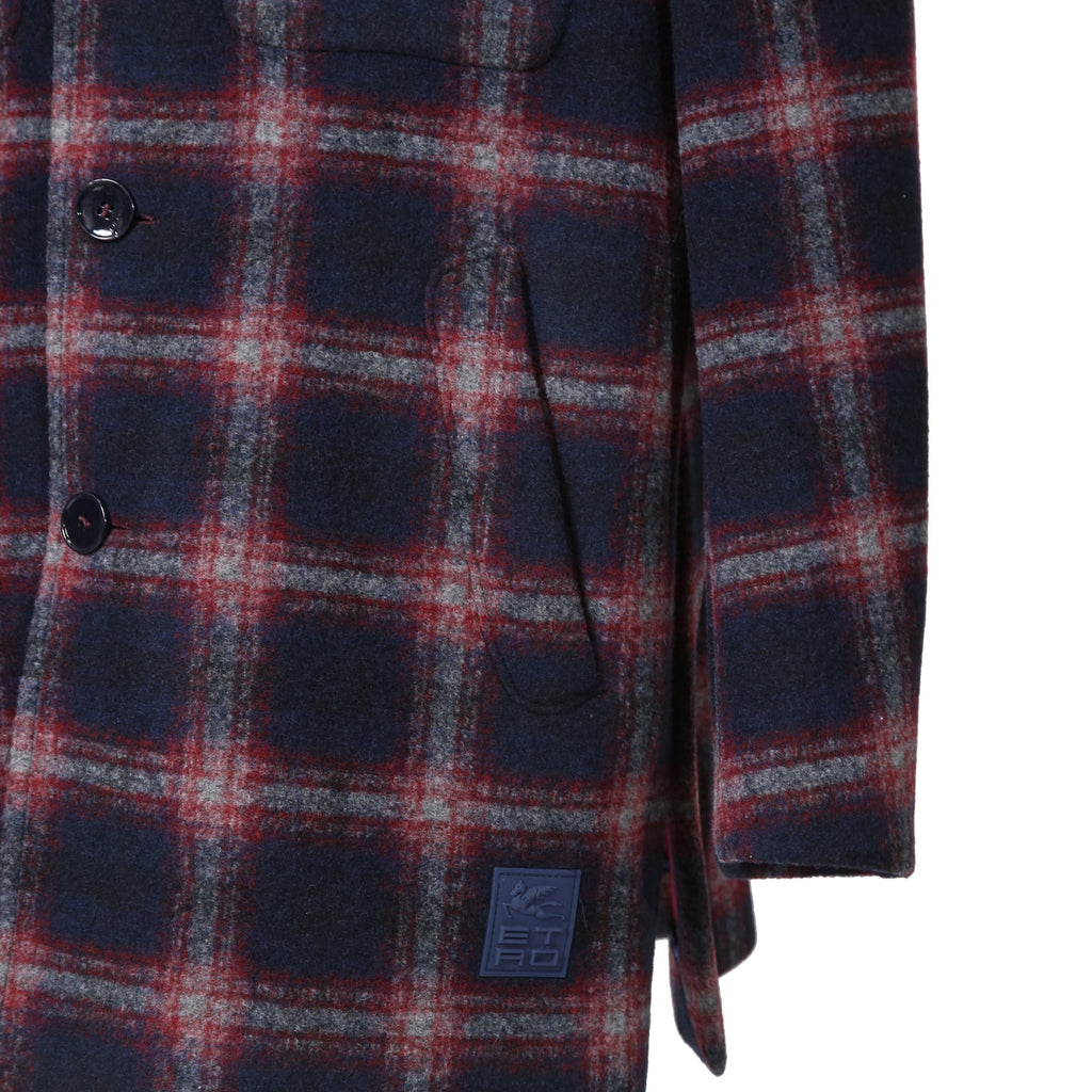 ETRO エトロ / 22AW チェック柄 ラシャ ウール混紡 コート / size 48 (マルチカラー)