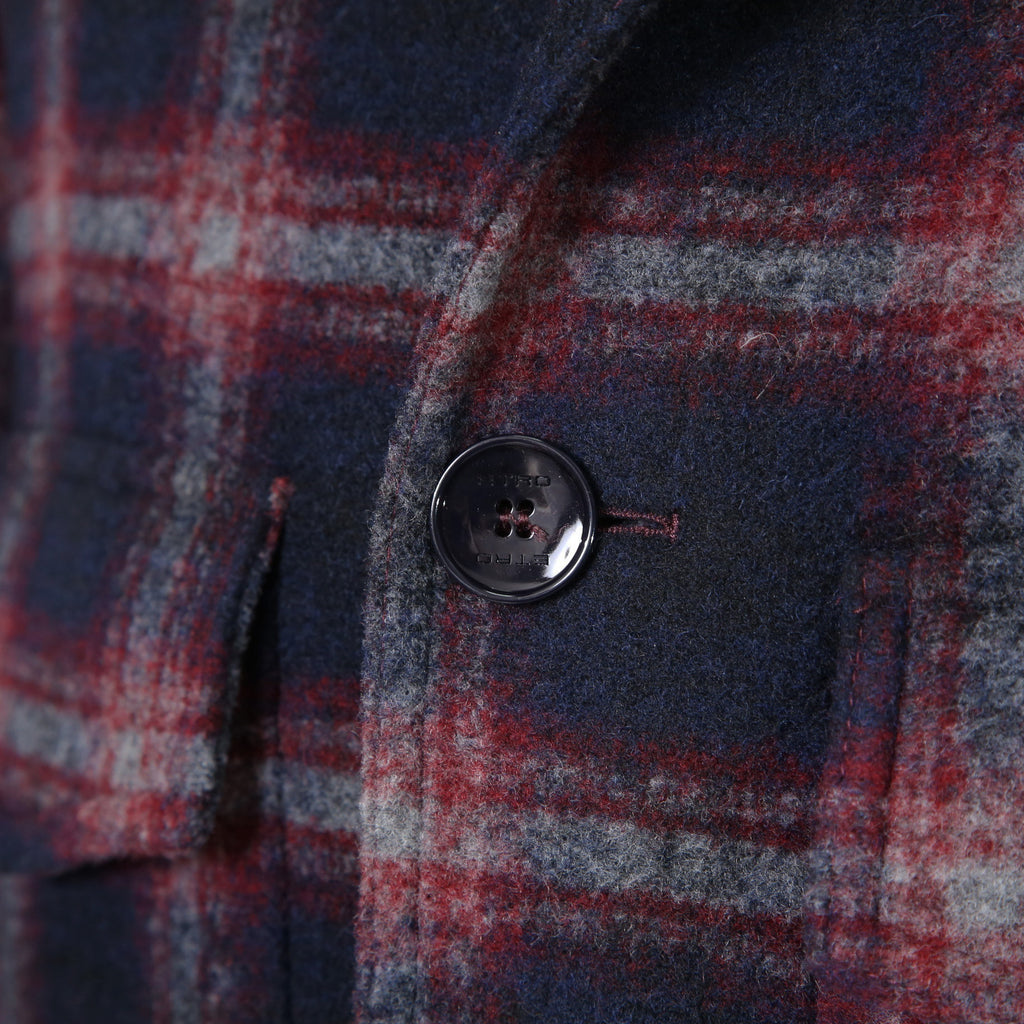 ETRO エトロ / 22AW チェック柄 ラシャ ウール混紡 コート / size 48 (マルチカラー)