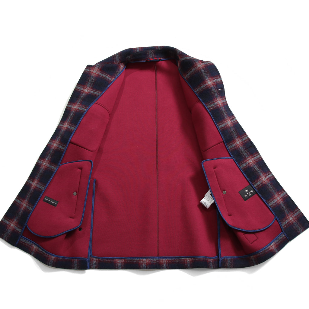 ETRO エトロ / 22AW チェック柄 ラシャ ウール混紡 コート / size 48 (マルチカラー)