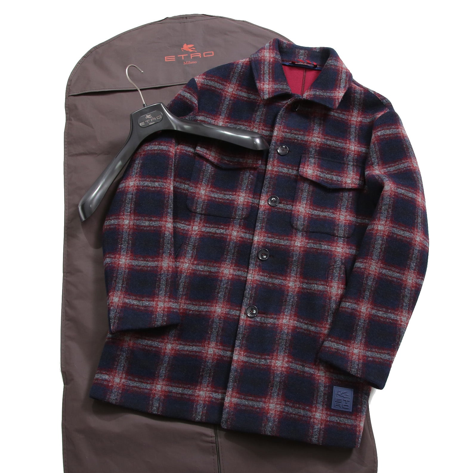 ETRO エトロ / 22AW チェック柄 ラシャ ウール混紡 コート / size 48 (マルチカラー)