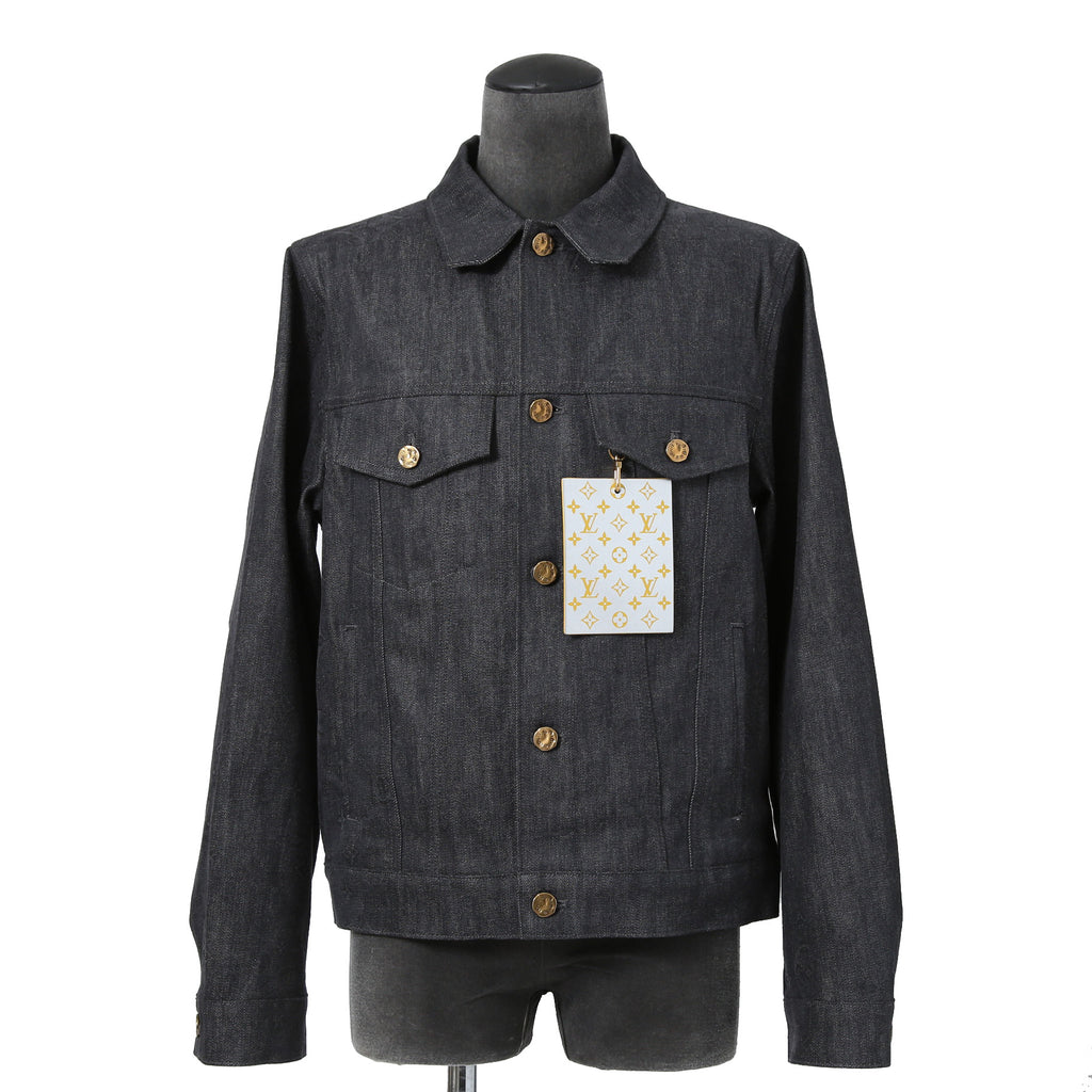 美品 LOUIS VUITTON ルイヴィトン / 21AW ヴァージル期 / ステープルライン DNA デニムジャケット / シャドー モノグラム / RM212Q E53 HLA55W / size 48 (INDIGO)