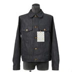 美品 LOUIS VUITTON ルイヴィトン / 21AW ヴァージル期 / ステープルライン DNA デニムジャケット / シャドー モノグラム / RM212Q E53 HLA55W / size 48 (INDIGO)