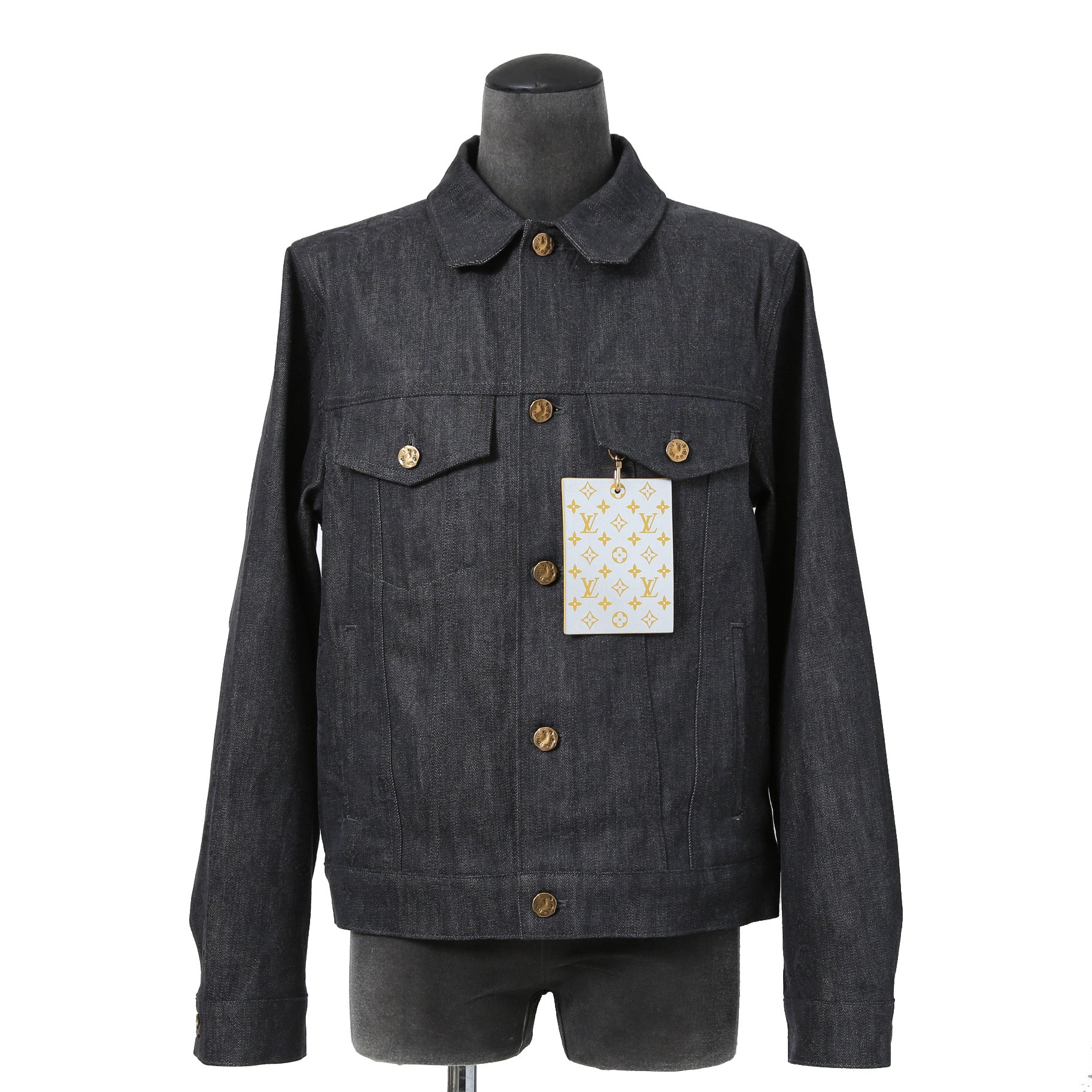 美品 LOUIS VUITTON ルイヴィトン / 21AW ヴァージル期 / ステープルライン DNA デニムジャケット / シャドー モノグラム / RM212Q E53 HLA55W / size 48 (INDIGO)