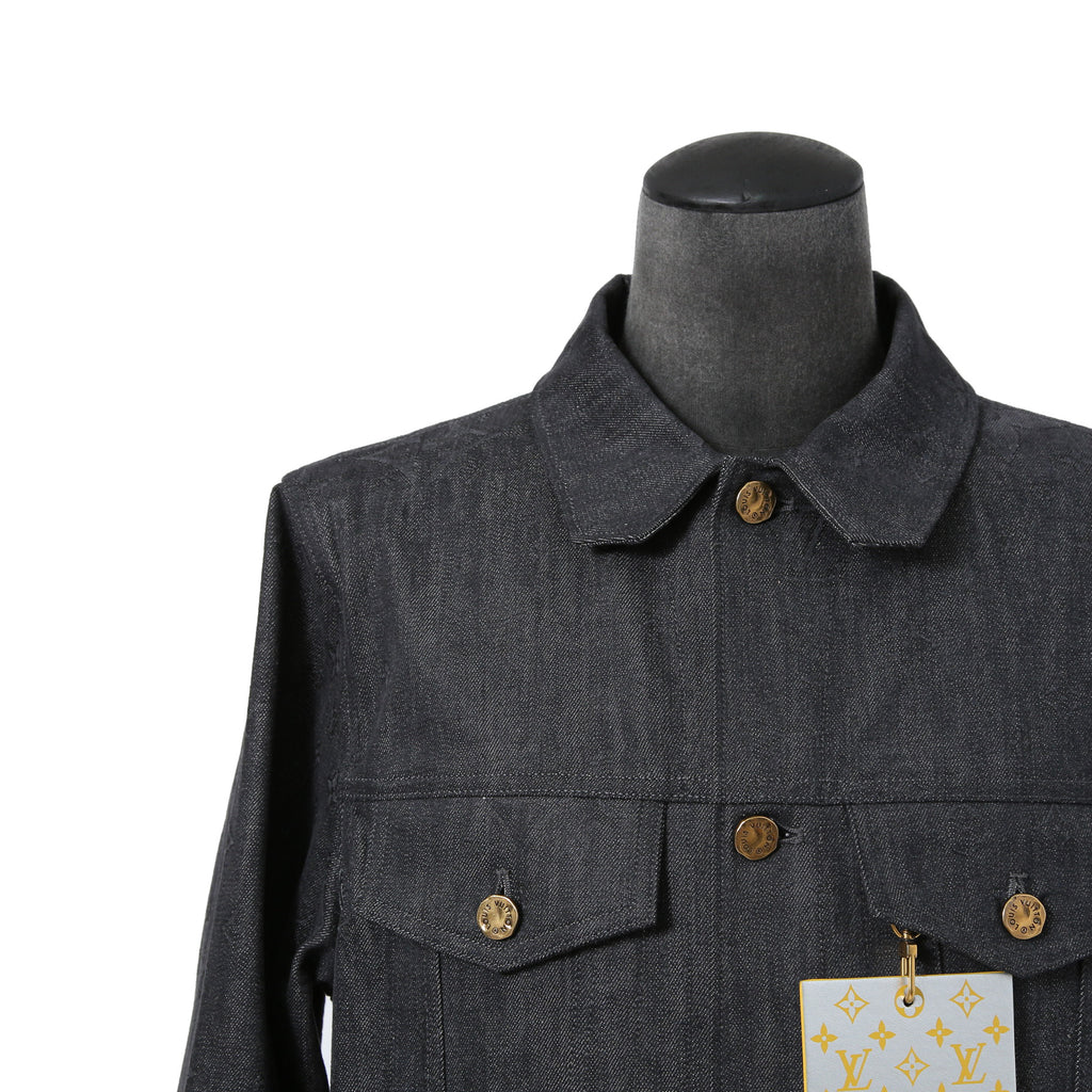美品 LOUIS VUITTON ルイヴィトン / 21AW ヴァージル期 / ステープルライン DNA デニムジャケット / シャドー モノグラム / RM212Q E53 HLA55W / size 48 (INDIGO)