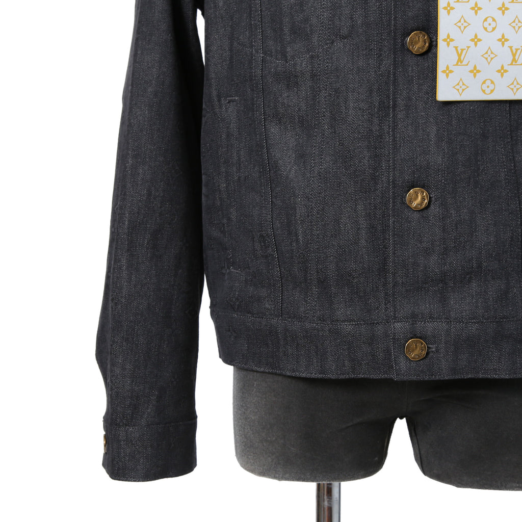美品 LOUIS VUITTON ルイヴィトン / 21AW ヴァージル期 / ステープルライン DNA デニムジャケット / シャドー モノグラム / RM212Q E53 HLA55W / size 48 (INDIGO)