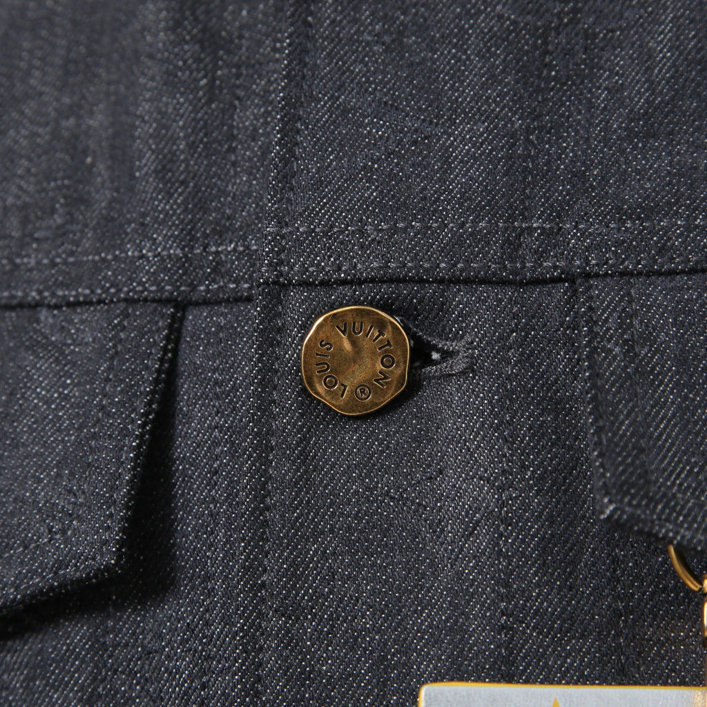 美品 LOUIS VUITTON ルイヴィトン / 21AW ヴァージル期 / ステープルライン DNA デニムジャケット / シャドー モノグラム / RM212Q E53 HLA55W / size 48 (INDIGO)
