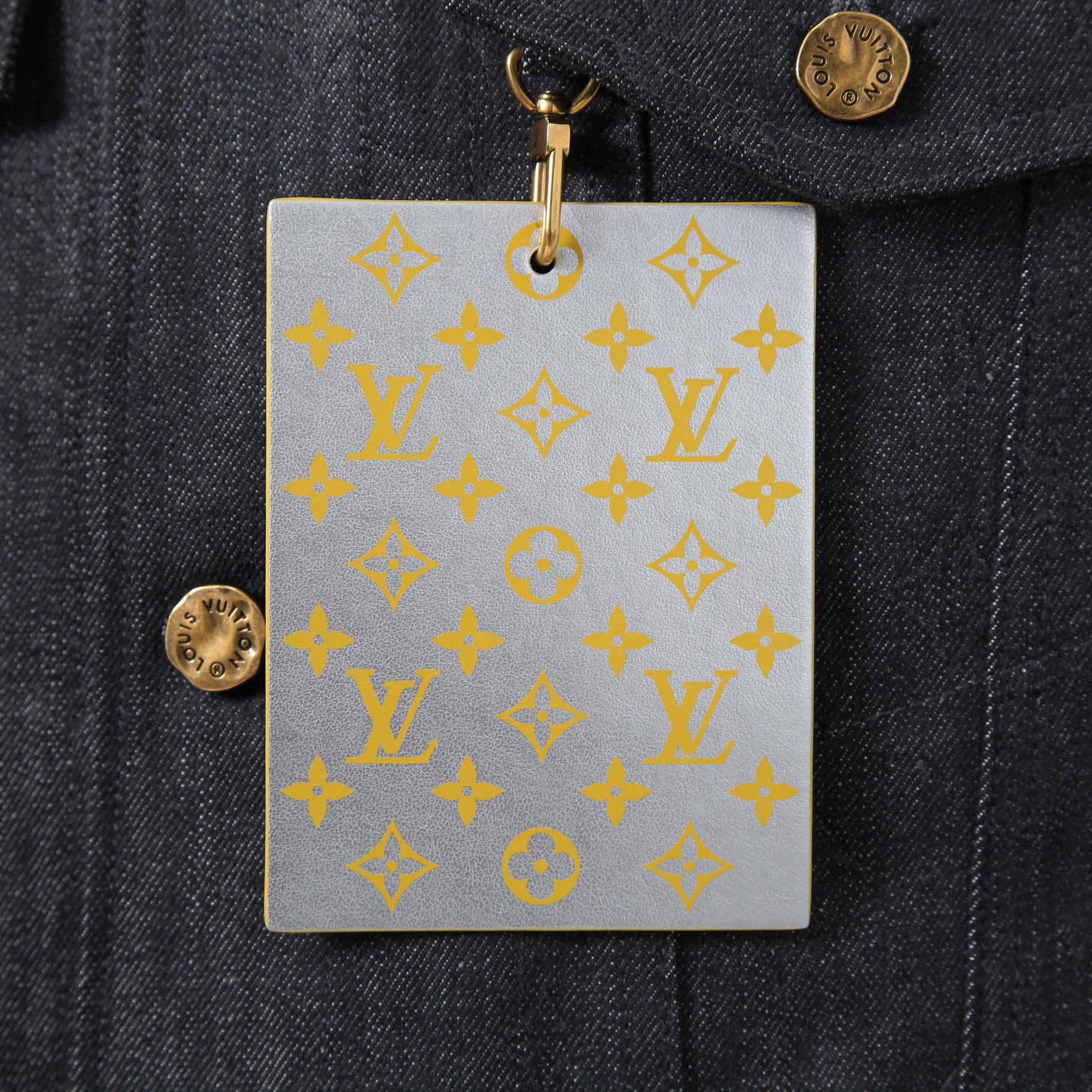 美品 LOUIS VUITTON ルイヴィトン / 21AW ヴァージル期 / ステープルライン DNA デニムジャケット / シャドー モノグラム / RM212Q E53 HLA55W / size 48 (INDIGO)