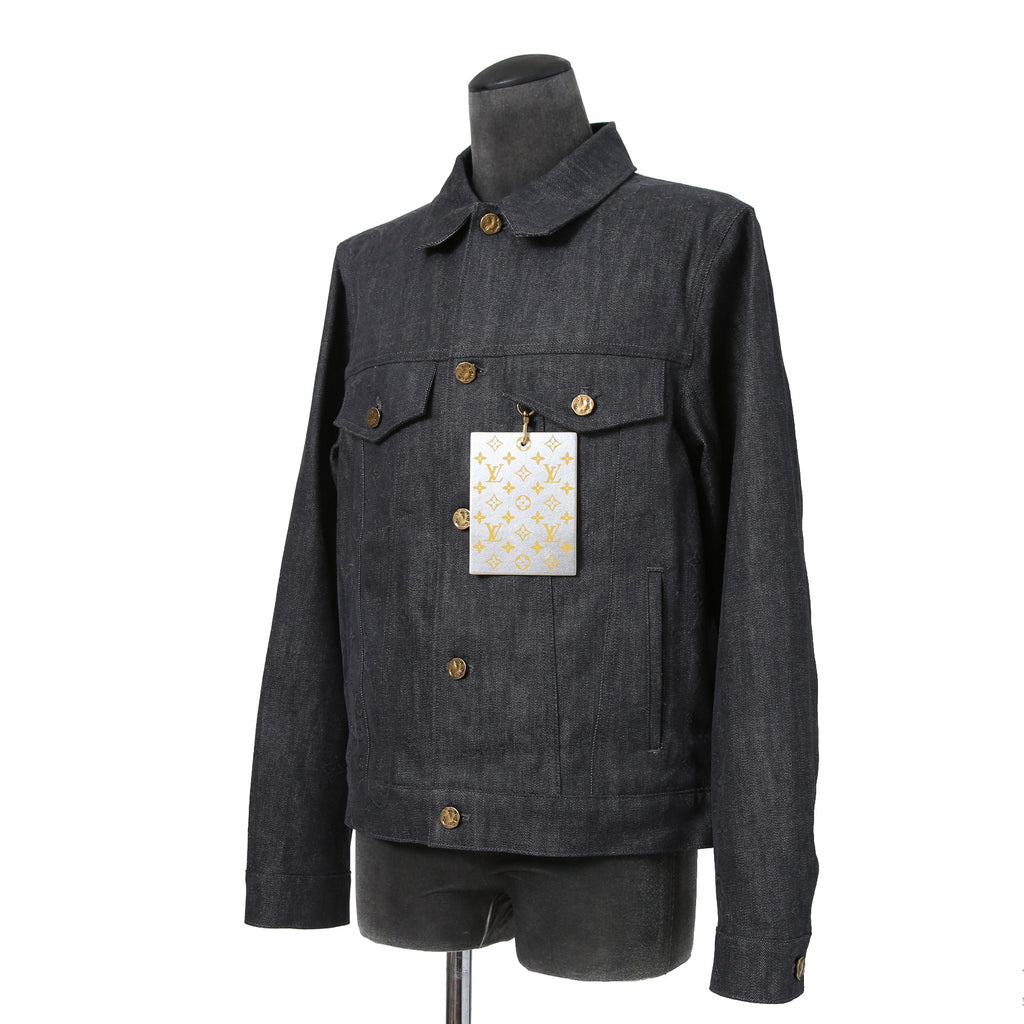 美品 LOUIS VUITTON ルイヴィトン / 21AW ヴァージル期 / ステープルライン DNA デニムジャケット / シャドー モノグラム / RM212Q E53 HLA55W / size 48 (INDIGO)