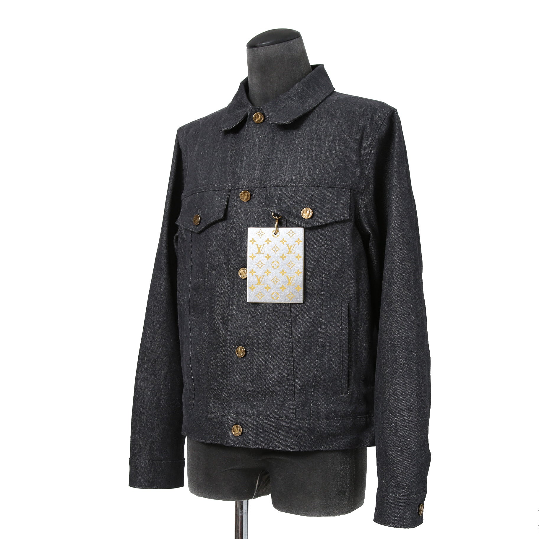 美品 LOUIS VUITTON ルイヴィトン / 21AW ヴァージル期 / ステープルライン DNA デニムジャケット / シャドー モノグラム / RM212Q E53 HLA55W / size 48 (INDIGO)