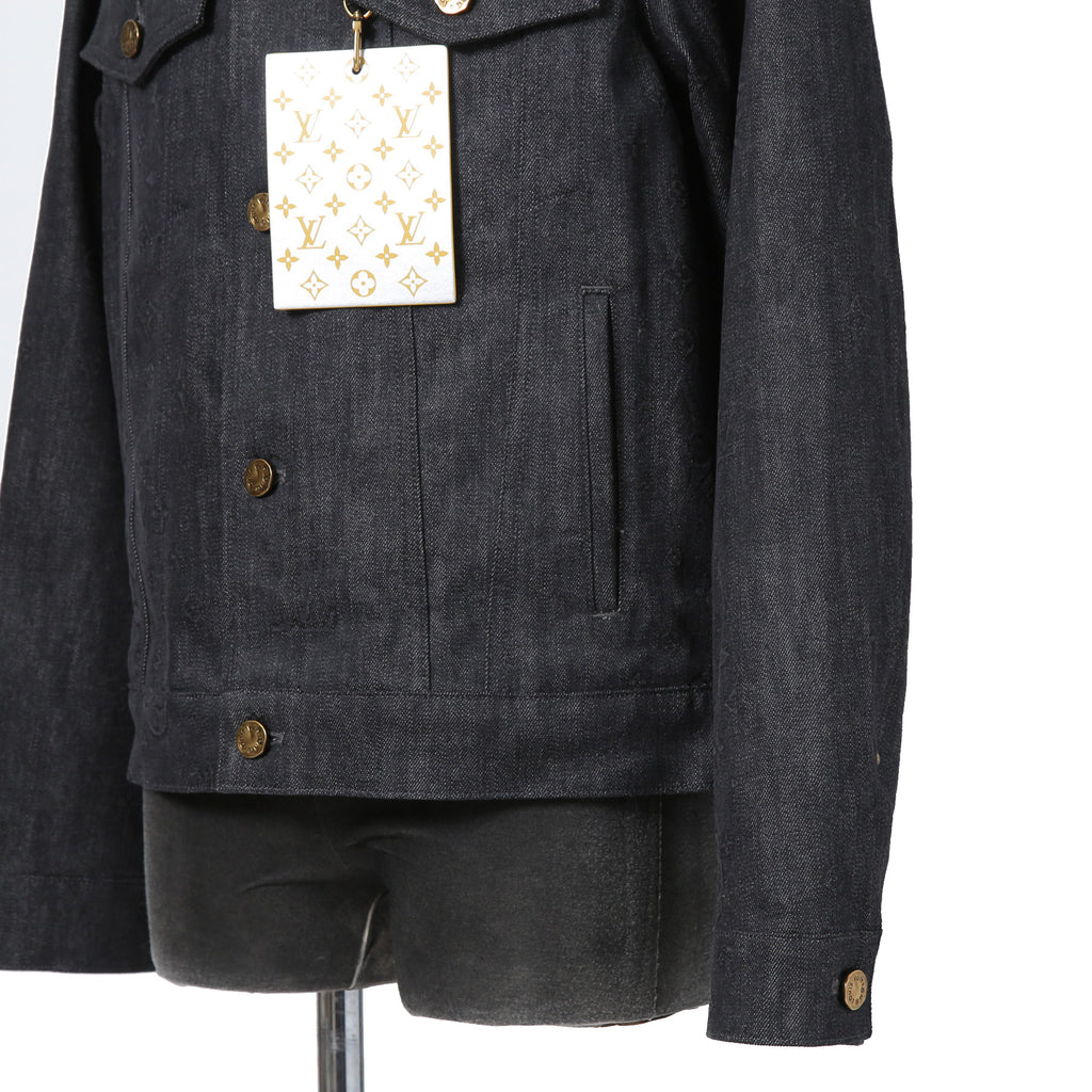 美品 LOUIS VUITTON ルイヴィトン / 21AW ヴァージル期 / ステープルライン DNA デニムジャケット / シャドー モノグラム / RM212Q E53 HLA55W / size 48 (INDIGO)