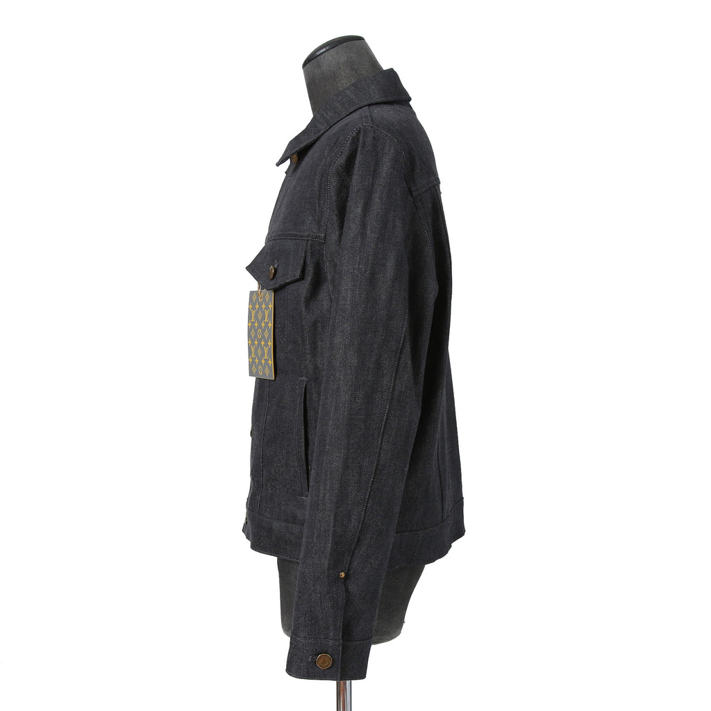 美品 LOUIS VUITTON ルイヴィトン / 21AW ヴァージル期 / ステープルライン DNA デニムジャケット / シャドー モノグラム / RM212Q E53 HLA55W / size 48 (INDIGO)