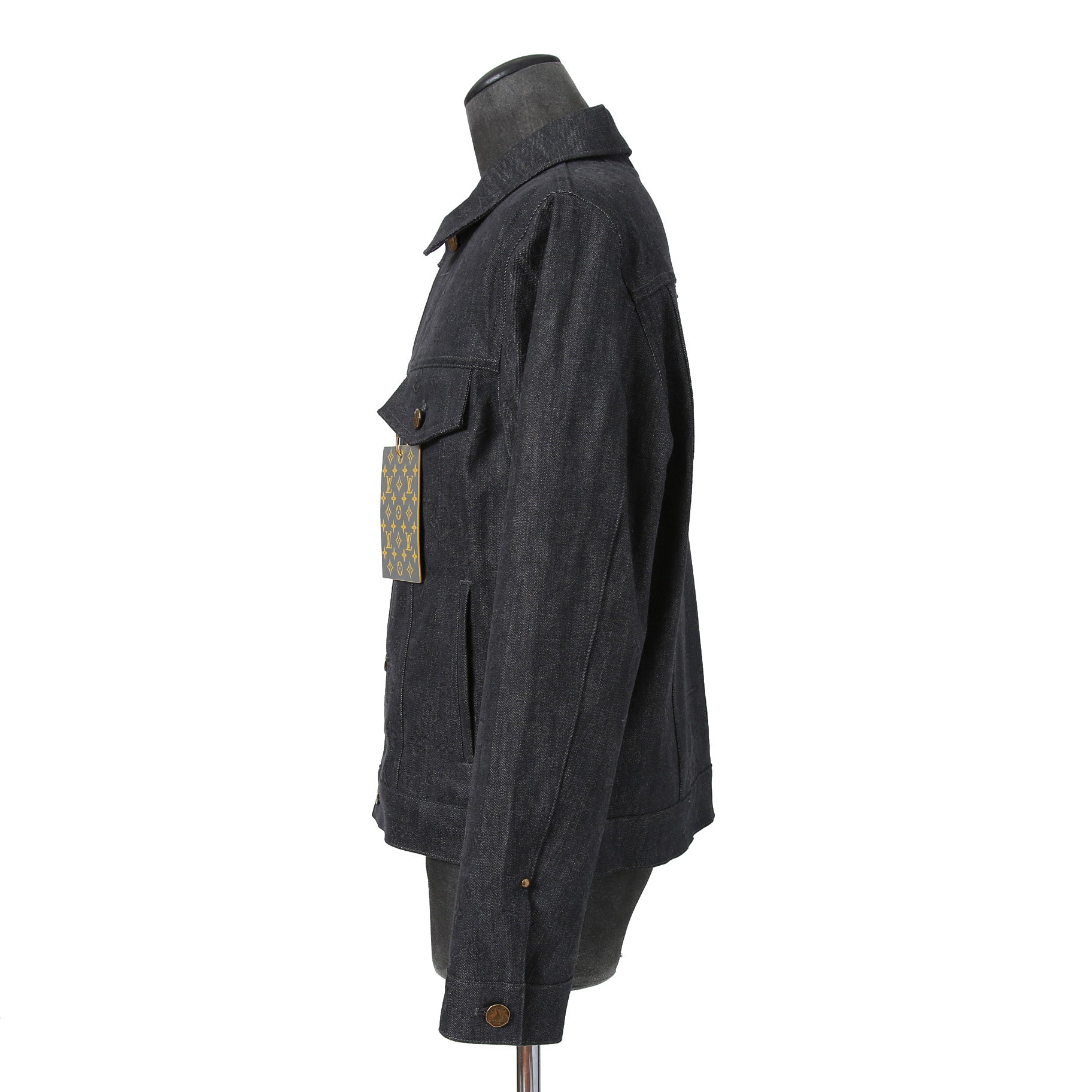 美品 LOUIS VUITTON ルイヴィトン / 21AW ヴァージル期 / ステープルライン DNA デニムジャケット / シャドー モノグラム / RM212Q E53 HLA55W / size 48 (INDIGO)