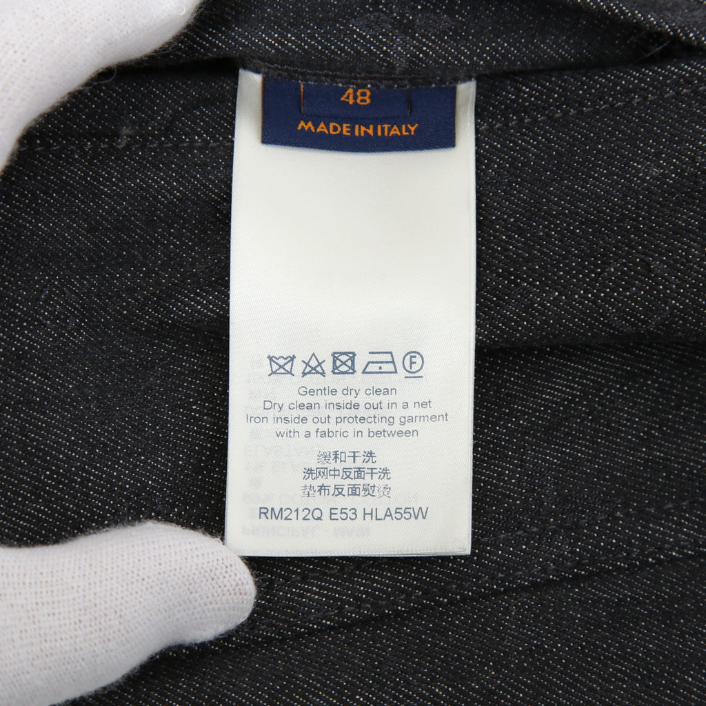 美品 LOUIS VUITTON ルイヴィトン / 21AW ヴァージル期 / ステープルライン DNA デニムジャケット / シャドー モノグラム / RM212Q E53 HLA55W / size 48 (INDIGO)