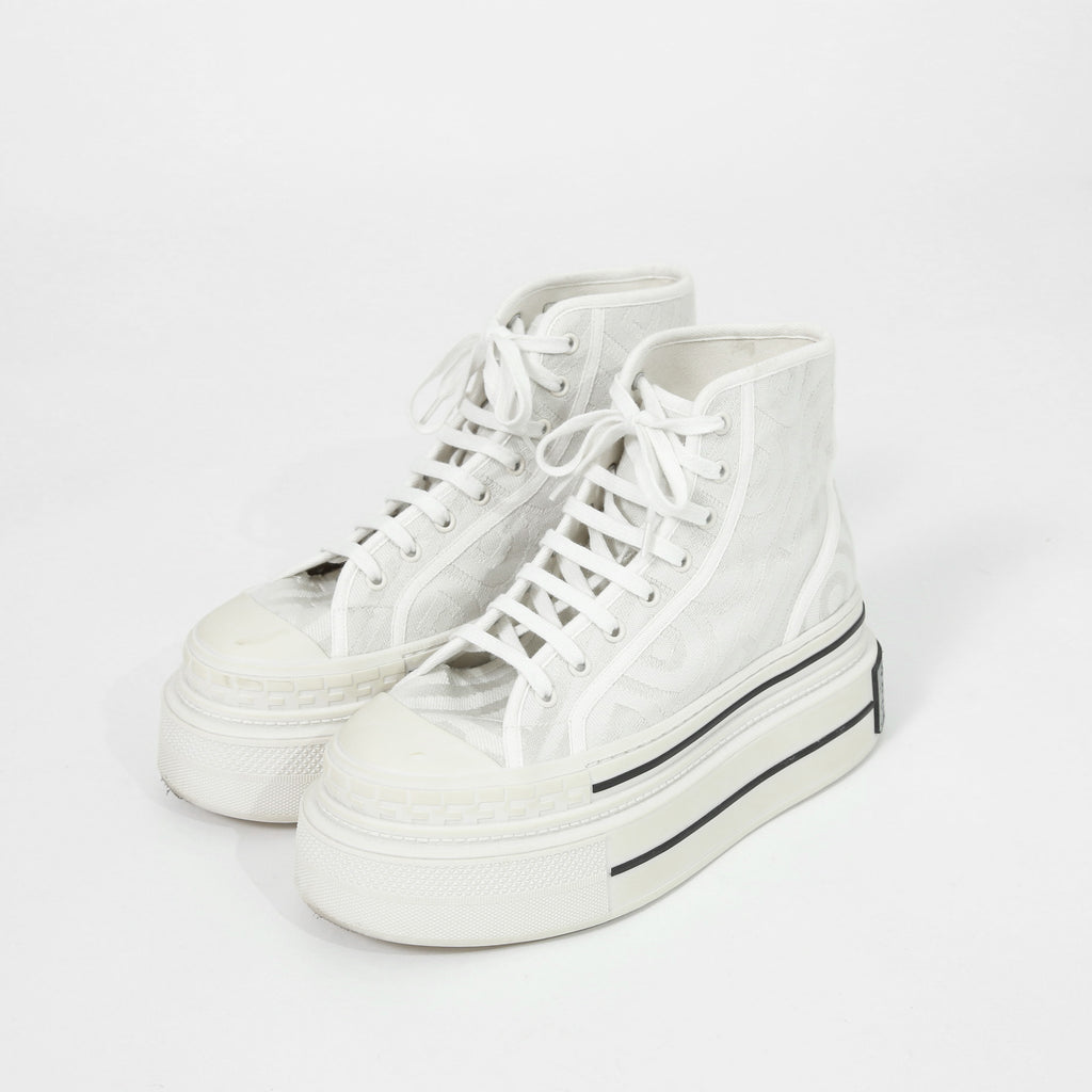 FENDI ×MARC JACOBS フェンディ マークジェイコブス /  ドミノ キャンバス ハイカット 厚底 スニーカー / size 40 (25cm) WHITE シューズ